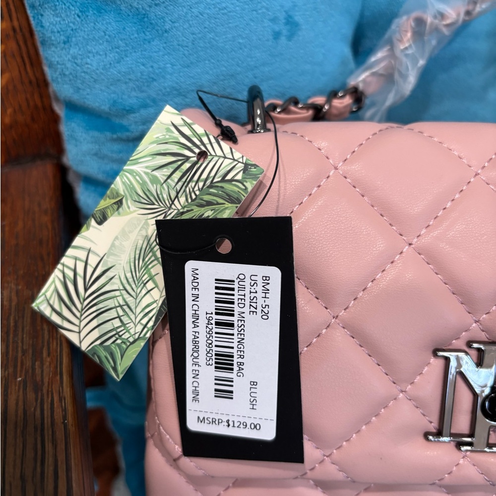 Badgley Mischka Pink Quilted Crossbody Bag